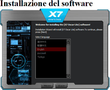 Installazione del software