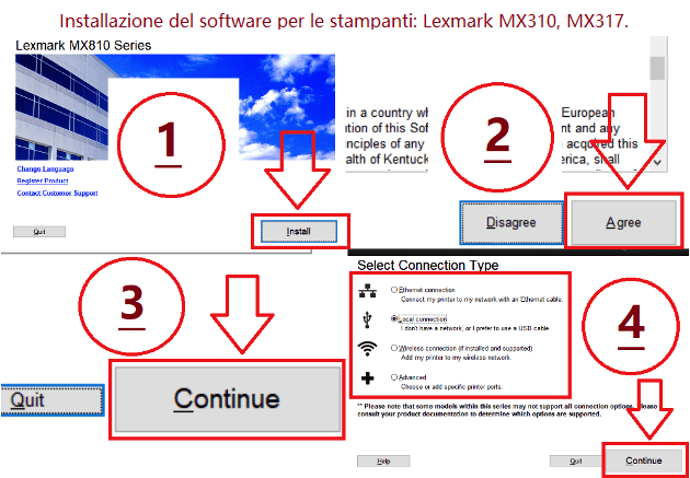 Installazione del software per le stampanti: Lexmark MX310, MX317.