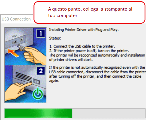 A questo punto collegate la stampante al computer.