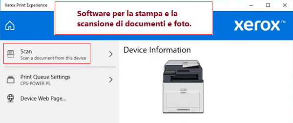 Software per la stampa e la scansione di documenti e foto.
