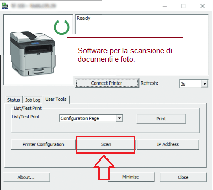 Impostazioni del software per la scansione di documenti e foto.