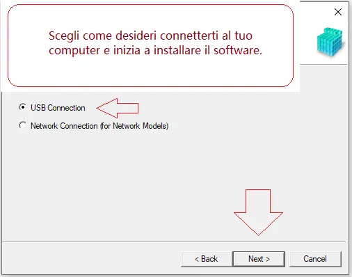 Scegli come desideri connetterti al tuo computer e inizia a installare il software.