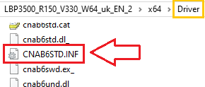 Apri la cartella in cui hai estratto i file e verifica che ci sia: ...\x64\Driver\CNAB6STD.INF