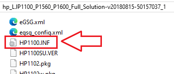 Dopo l’estrazione, il file INF si trova qui: HP1100.INF